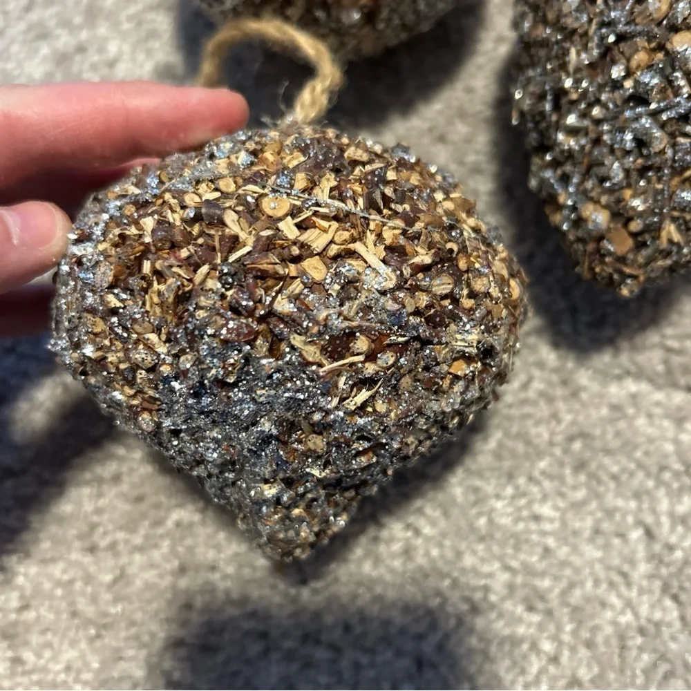 Napa Home & Garden Set Of 3 Large Wood Glitter Christmas Ornaments